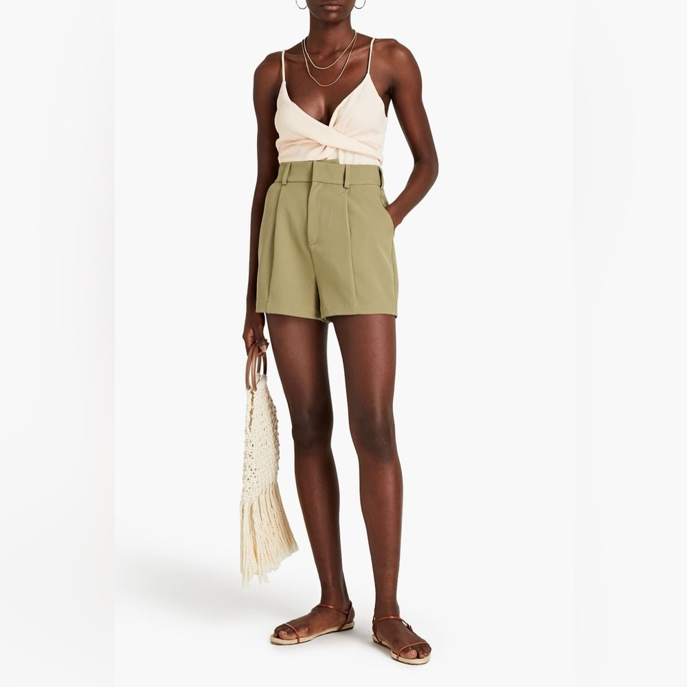 BA&SH Tie-back twist-front crepe top in blush medium